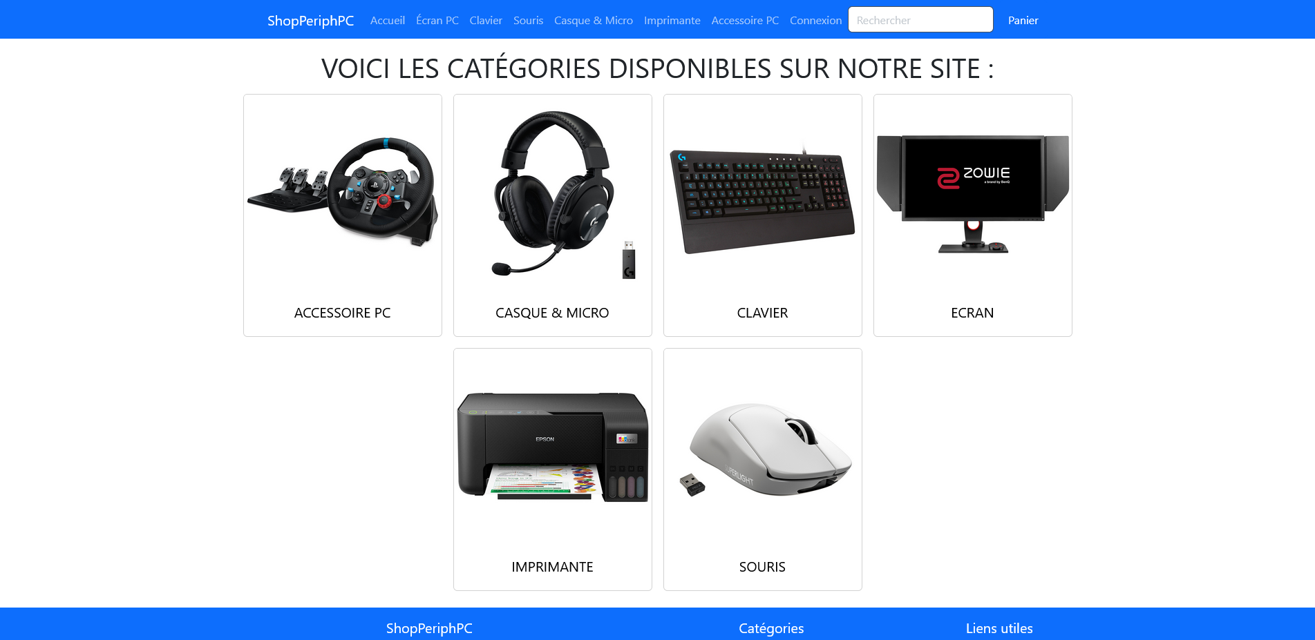 Page d'accueil de ShopPeriphPC